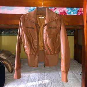 brown faux leather jacket